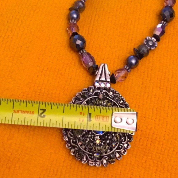 Chico’s Multi Color Glass & Pewter Beaded Necklace up to 19” With Pendant NWT - Picture 8 of 8